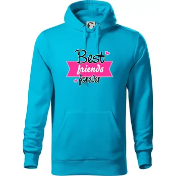 Pánská mikina Best friends stuha - Mikina pánská Cape s kapucí - 5XL ( Světlý tyrkys )