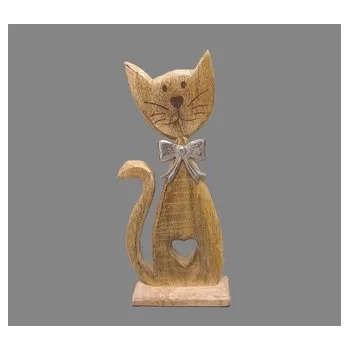 Kočka s mašlí na podstavci menší