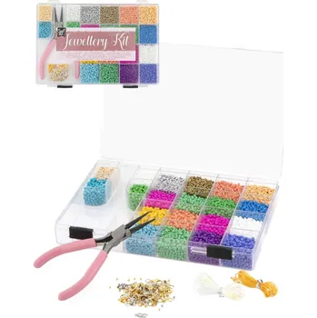 kreativní sada Výroba šperků velký dětský kreativní set navlékací korálky s kleštičkami a provázky | 830587