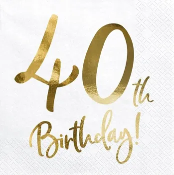 Papírový ubrousek Ubrousky k 40. narozeninám 40th Birthday 33x33cm 20ks