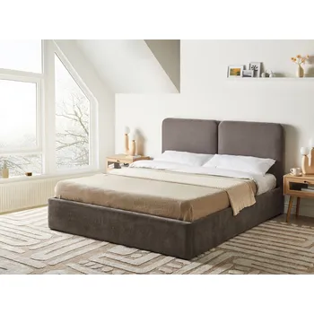Ložnice Kontinentální postel taupe žinylkové čalounění 160 x 200 cm elegantní zvedací rošt Beliani