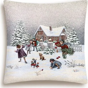 Povlak na dekorativní polštářek Povlak na polštářek 45 x 45 cm Zimní zábava