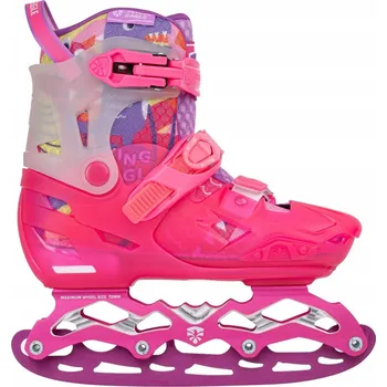 Kolečkové brusle Brusle 2v1 2v1 pro dívku nastavitelné LED Flying Eagle L8 růžová 32-36