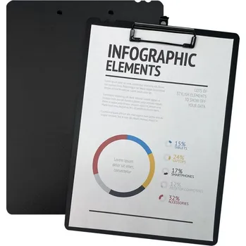 Psací podložka Podložka s klipem A4 Morandi, černá