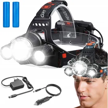 Čelovka Výkonná čelovka 3 LED USB čelní svítilna 4 režimy