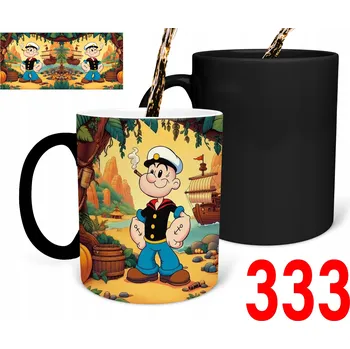 Kouzelný hrnek s potiskem DÁREK papája Pepek špenát dýmka + JMÉNO DÁREK