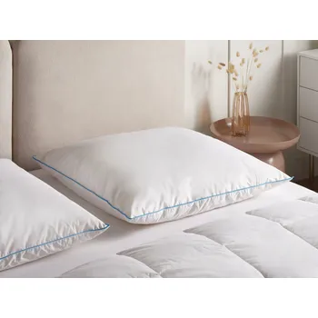 Polštář Polštář na spaní z bílého kachního peří a chmýří 80 x 80 cm prémiový bavlněný potah přírodní výplň Beliani