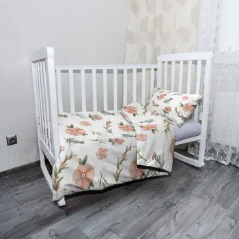 Povlečení Sablio Dětské povlečení do postýlky Malované květy - 120x90 / 40x60