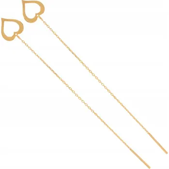 Náušnice Zlaté dámské náušnice 585 visací provlékací s prolamovaným přívěskem srdce