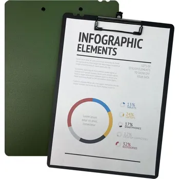 Psací podložka Podložka s klipem A4 Morandi, zelená