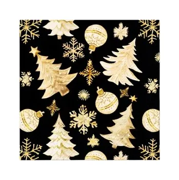 Papírový ubrousek Papírové Ubrousky Vánoce Stromek Baňky Zlato 20ks