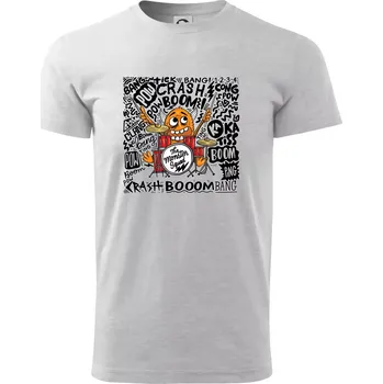 Pánské tričko Bubeník - the moster squad - Triko extra velké (5-8XL) - 8XL ( Světlešedý Melír )