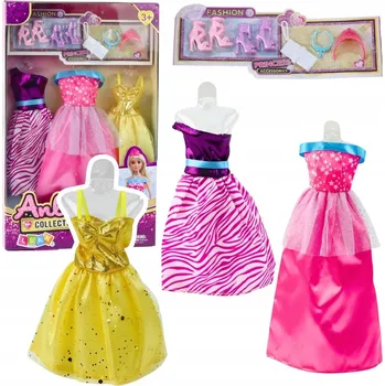 Doplněk pro panenku Sada šatů pro panenky Anlili, boty, kabelka, korunka a doplňky 8 dílů