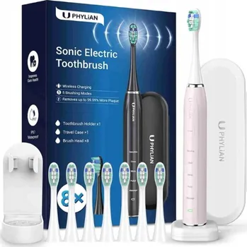 Elektrický zubní kartáček Elektrický kartáček Phylian HH06015 růžový s 8 nástavci