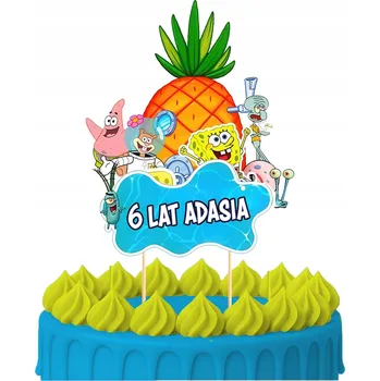 Obraz ZÁPICH DO DORTU Narozeninový Sto let SPONGEBOB SKALMAR POSTAVY TOPPERY 10