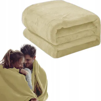 Prostěradlo Měkká deka 200x220cm přehoz Hladký polyester pléd krémová