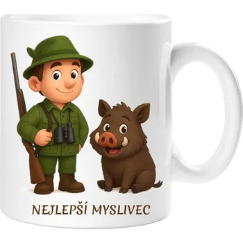 Dárkový hrnek pro myslivce - Hrneček nejlepší myslivec 3 - 330 ml / Jedna strana