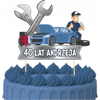 Obraz ZÁPICH DO DORTU Narozeninový sto let MECHANIK AUTA MAJSTER POSTAVY TOPPERY
