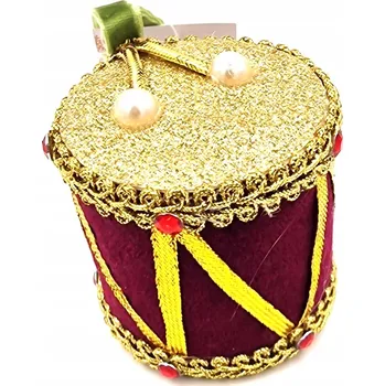 Vánoční ozdoba Vánoční ozdoba bubínek z veluru a zlatých ozdob