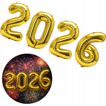 Balónek BALÓNKY ČÍSLICE 2026 ZLATÉ FÓLIOVÉ 81CM SILVESTR NOVÝ ROK MATURITNÍ PLES DEKORACE