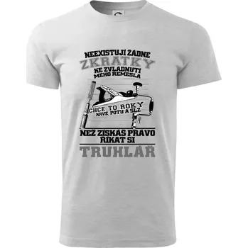 Truhlář zkratky - Triko extra velké (5-8XL) - 7XL ( Světlešedý Melír )