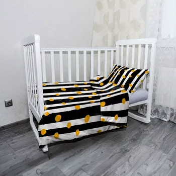 Povlečení Sablio Mikroplyšové dětské povlečení do postýlky Pruhy a puntíky - 100x135 / 40x60