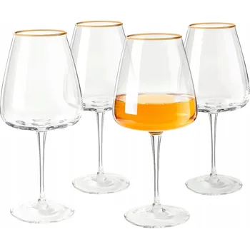 Sklenice Skleničky na bílé víno Westwing Ellery bezbarvé, zlaté 400 ml 4 ks