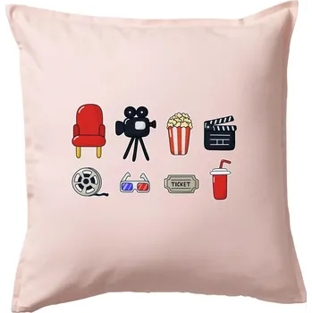 Polštář Filmové triko - Polštář 50x50 - 50x50 - Pouze potah ( Světle růžová )