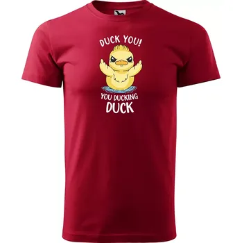 Sablio Tričko s potiskem DUCK YOU, you ducking duck - červené 5XL