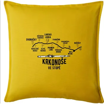 Polštář Krkonoše ve stopě - Polštář 50x50 - 50x50 - Včetně výplně ( Žlutá )