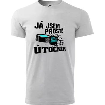 Pánské tričko Já jsem prostě útočník (hokej) - Triko extra velké (5-8XL) - 8XL ( Světlešedý Melír )