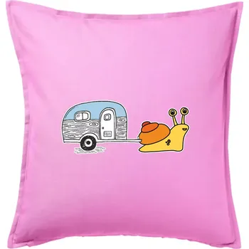 Polštář Šnečí obytňák - Polštář 50x50 - 50x50 - Pouze potah ( Růžová )
