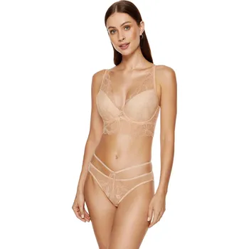 Dámské spodní prádlo Dámská podprsenka GORTEKS Charlize lace half-corset push-up BEIGE 80C