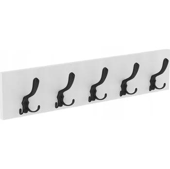 Věšák VĚŠÁK NA ZEĎ ZÁVĚSNÝ NA OBLEČENÍ VELKÝ ČERNÝ HÁČEK CHROMOVÝ KE POLICI 65 CM