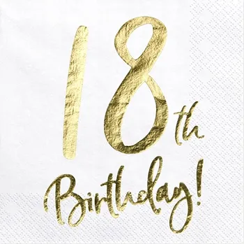 Papírový ubrousek Ubrousky k 18. narozeninám PartyDeco bílé, 20 kusů