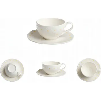 ŠÁLEK S PODŠÁLKEM 250 ML NA KÁVU ČAJ BÍLÁ KERAMIKA DAISY LINE