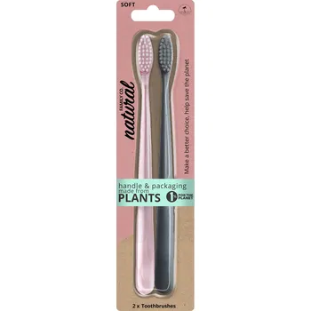 Zubní kartáček Jack n' Jill NFco. Sada zubních kartáčků SOFT - růžový + šedý (2 ks)
