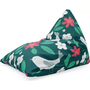 Sedací pytel Sablio Sedací vak Triangl Červené kvítí s ptáčky: 120 x 100 x 100 cm
