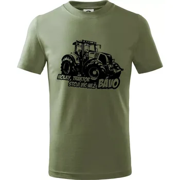 Holky, traktor stojí víc než bávo - Tričko dětské bavlněné - 158 cm/12 let ( Khaki )