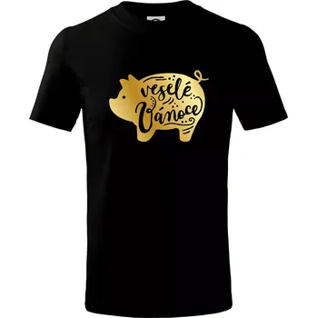 Chlapecké tričko Zlaté prasátko - Tričko dětské bavlněné - 98 cm / 2 roky ( Černá )