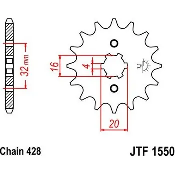 Řetězová sada pro motocykl Řetězové kolečko JT JTF 1550-15 15 zubů, 428
