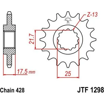 Řetězová sada pro motocykl Řetězové kolečko JT JTF 1298-17 17 zubů, 428