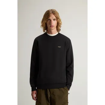 Pánská mikina MIKINA WOOLRICH LOGO INTERLOCK CREWNECK BLACK