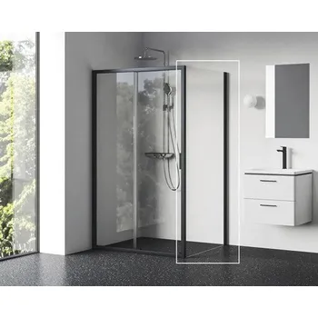 Boční stěna pro sprchové dveře RAVAK Blix II 80 cm barva rámu černá dekor skla čiré sklo 9BM40300Z1