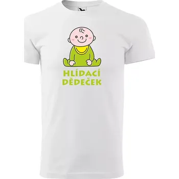 Pánské tričko Sablio Tričko s potiskem Hlídací dědeček - bílé 5XL