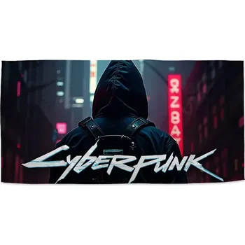 Sablio Ručník Cyberpunk 2077 Pohled do města - 50x100 cm