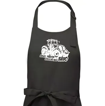 Kuchyňská zástěra Holky, traktor stojí víc než bávo - Pánská zástěra na vaření - Univerzální velikost ( Dřevěné uhlí )