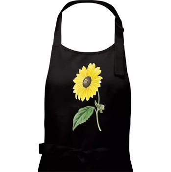 Kuchyňská zástěra Slunečnice otočená - Dámská zástěra na vaření - Univerzální velikost ( Černá )