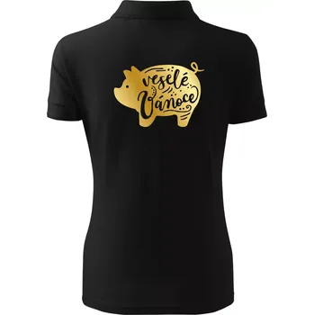 Dámská košile Zlaté prasátko - Polokošile dámská Pique Polo - XL ( Černá )