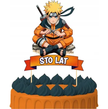 Obraz ZÁPICH DO DORTU Narozeninový Topper Sto Let NARUTO ANIME UZUMAKI POSTAVY Toppery